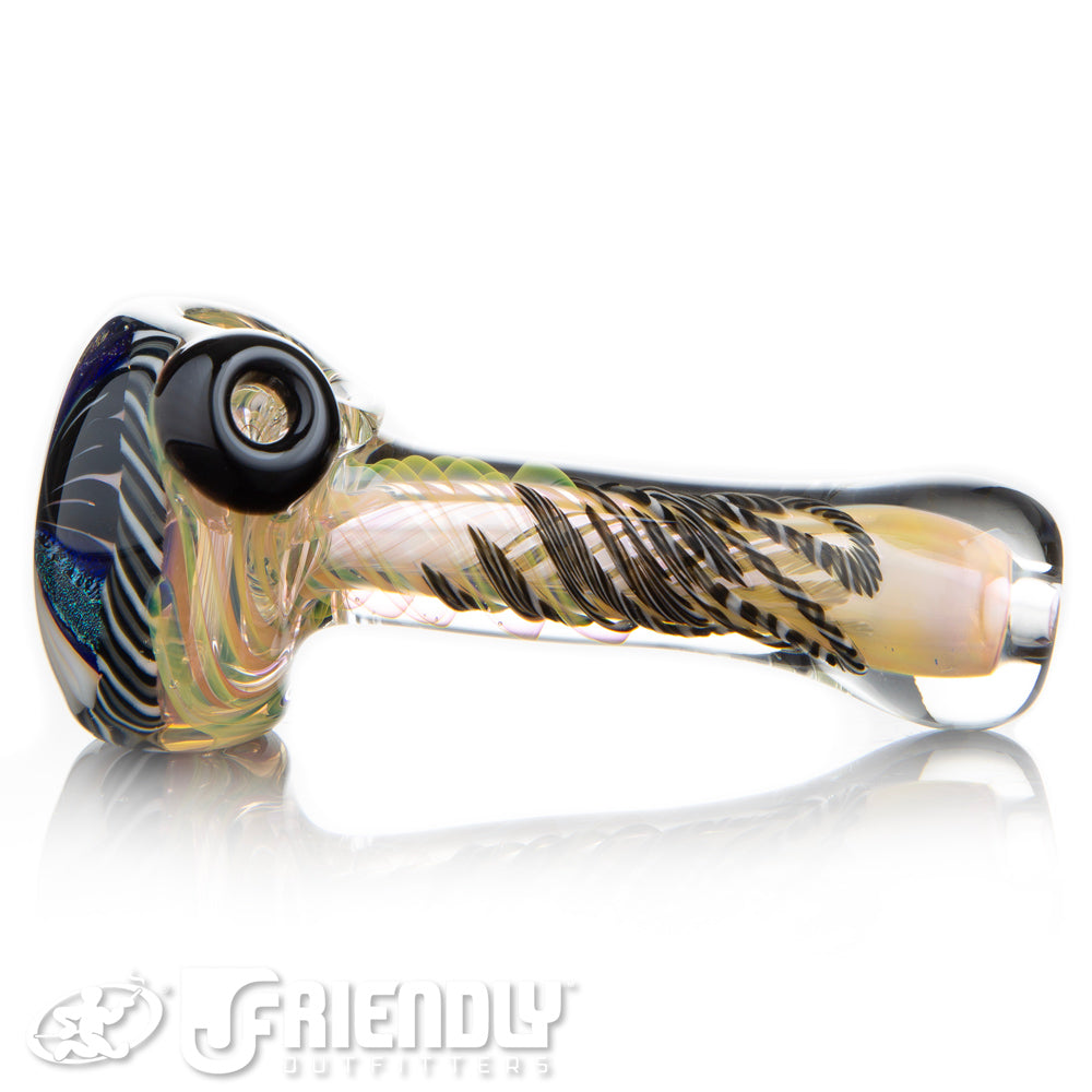 Talent Glass Dichro Floral Front Spoon w/ Black & White Accent