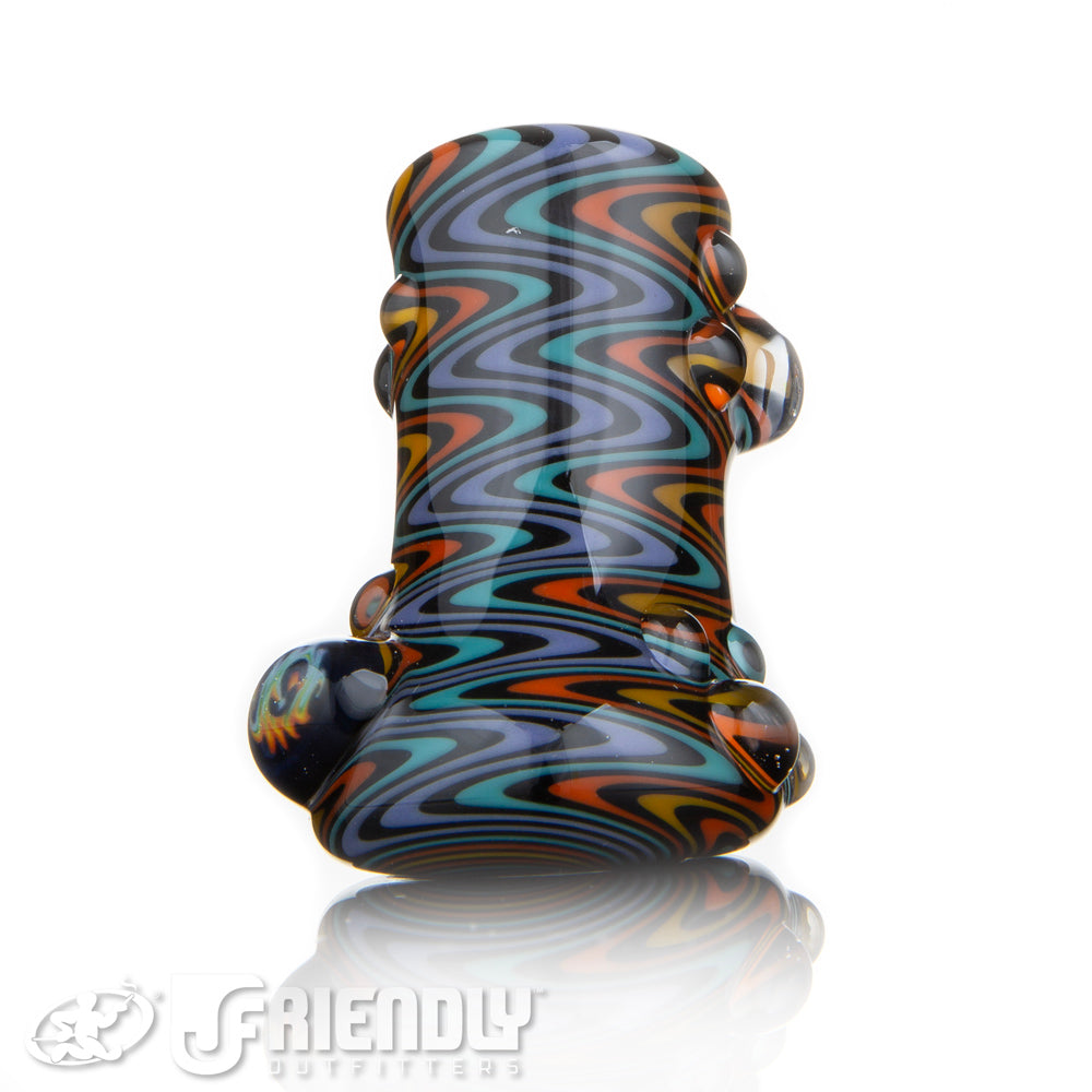 Fat Bottom Glass Small Pocket Hammer w/Orange and Blue Reversal, Mille and UV Line Work