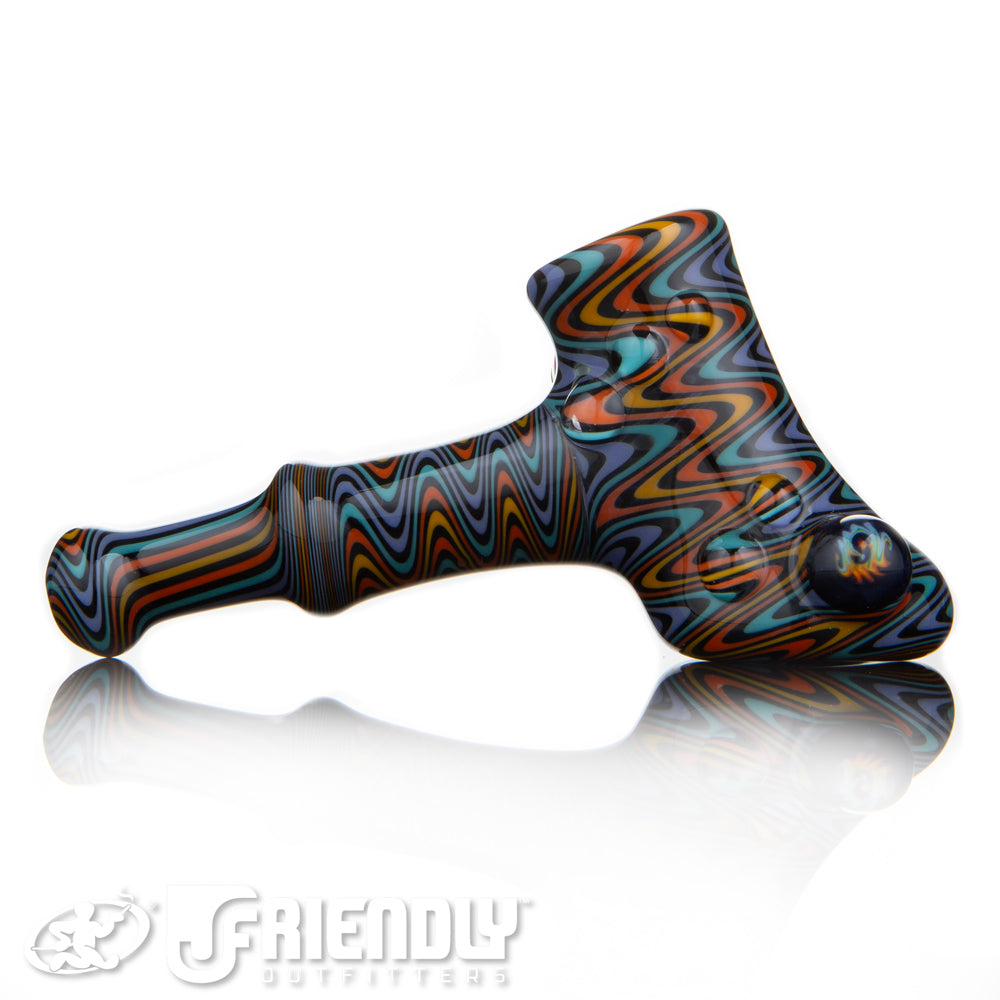 Fat Bottom Glass Small Pocket Hammer w/Orange and Blue Reversal, Mille and UV Line Work