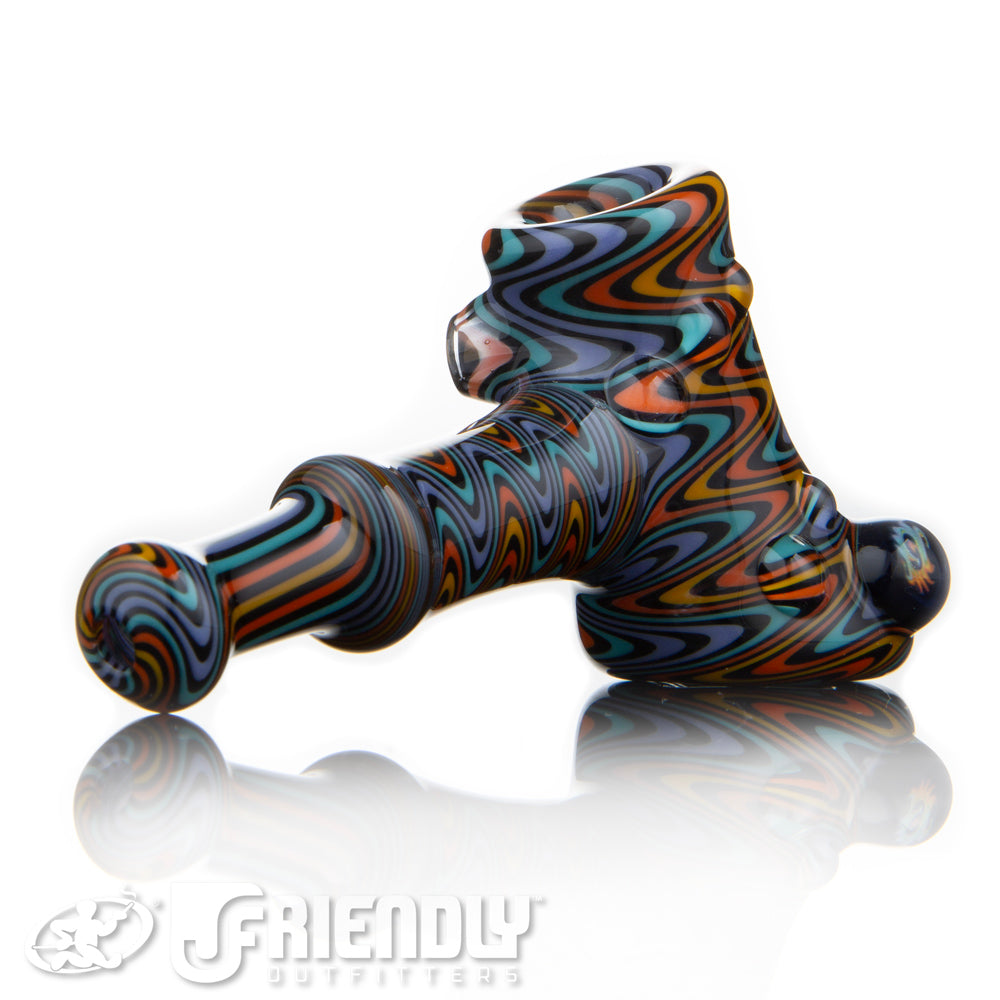 Fat Bottom Glass Small Pocket Hammer w/Orange and Blue Reversal, Mille and UV Line Work