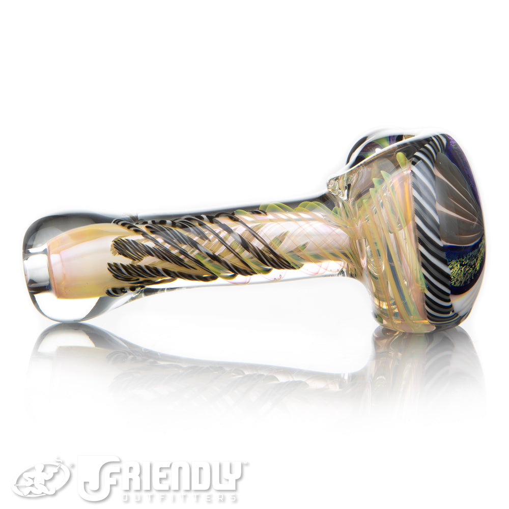 Talent Glass Dichro Floral Front Spoon w/ Black & White Accent