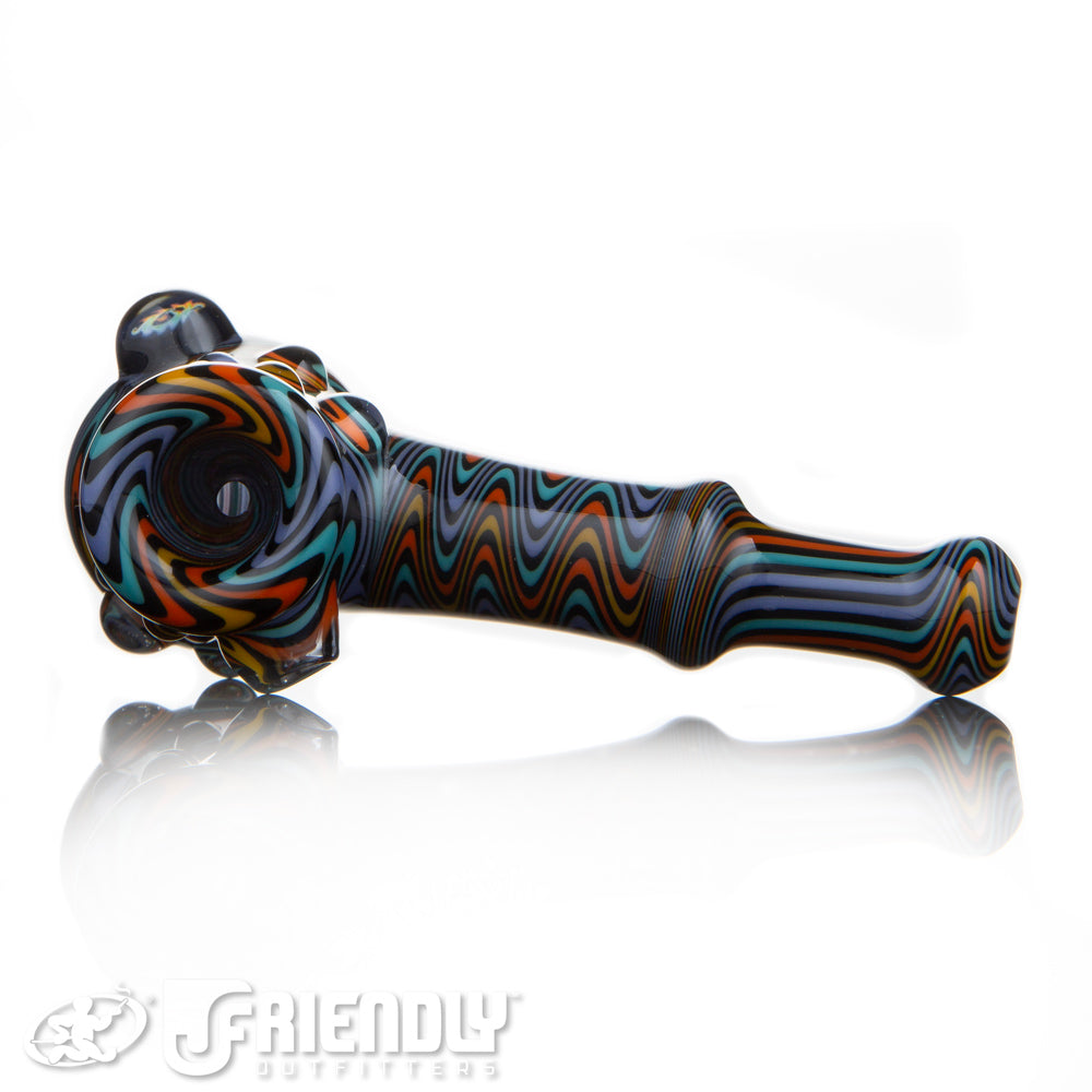 Fat Bottom Glass Small Pocket Hammer w/Orange and Blue Reversal, Mille and UV Line Work