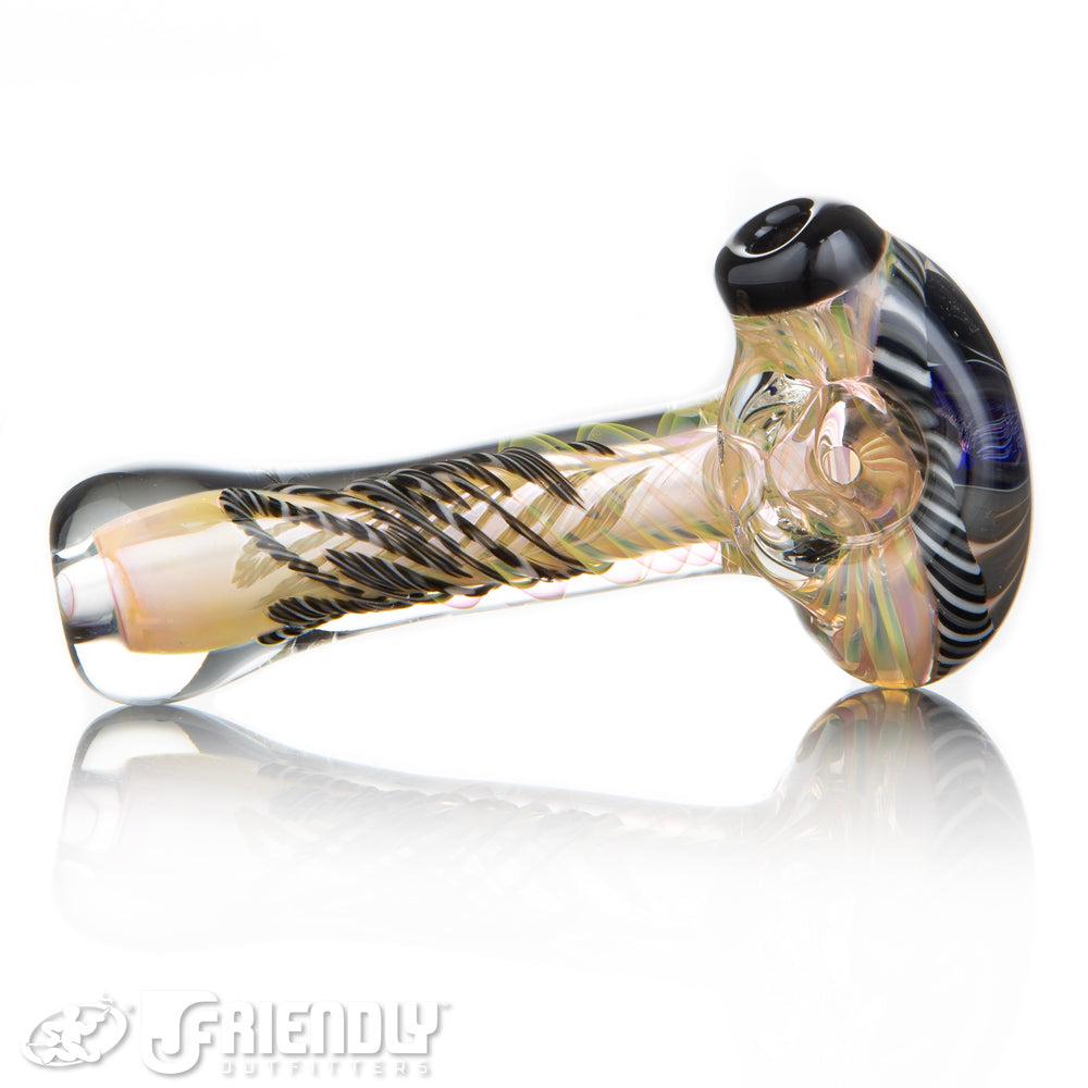 Talent Glass Dichro Floral Front Spoon w/ Black & White Accent