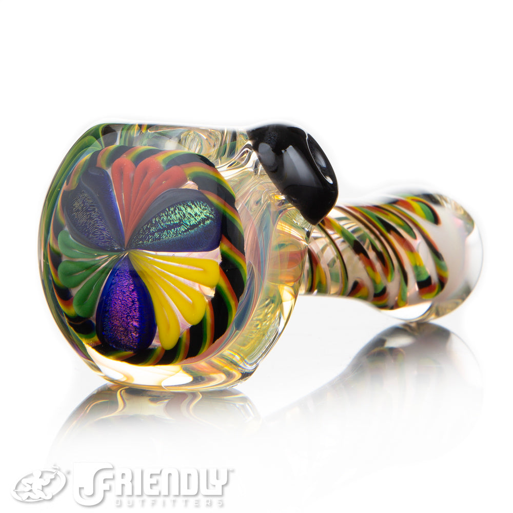 Talent Glass Dichro Floral Front Spoon w/ Rasta Accent A