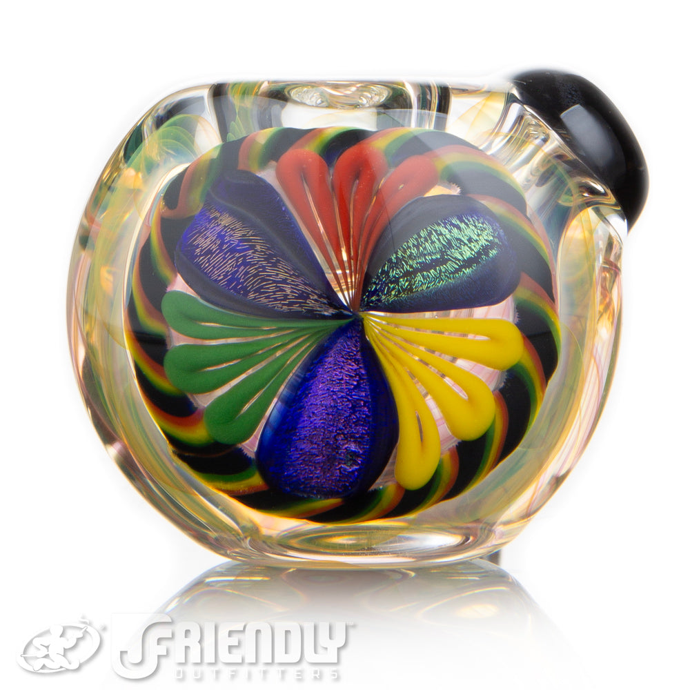 Talent Glass Dichro Floral Front Spoon w/ Rasta Accent A