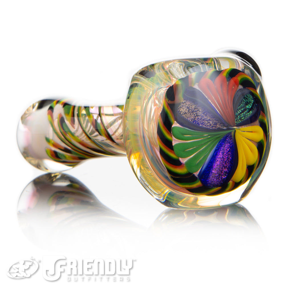 Talent Glass Dichro Floral Front Spoon w/ Rasta Accent A