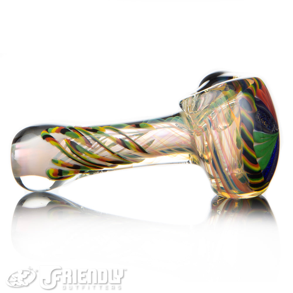 Talent Glass Dichro Floral Front Spoon w/ Rasta Accent A