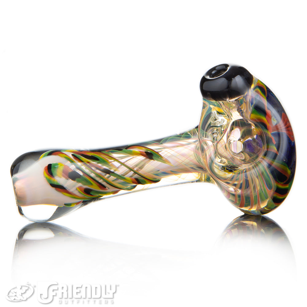 Talent Glass Dichro Floral Front Spoon w/ Rasta Accent A
