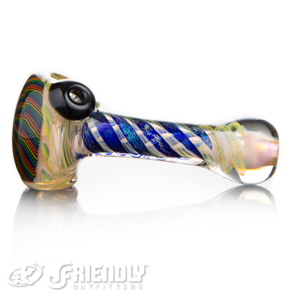Talent Glass Dichro Swirl Spoon w/ Spiral Swirl Rainbow Front Accent