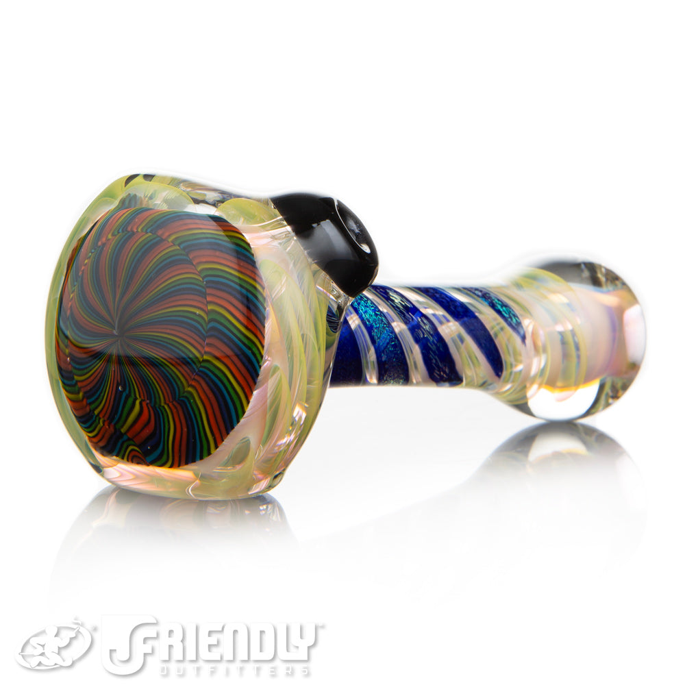 Talent Glass Dichro Swirl Spoon w/ Spiral Swirl Rainbow Front Accent