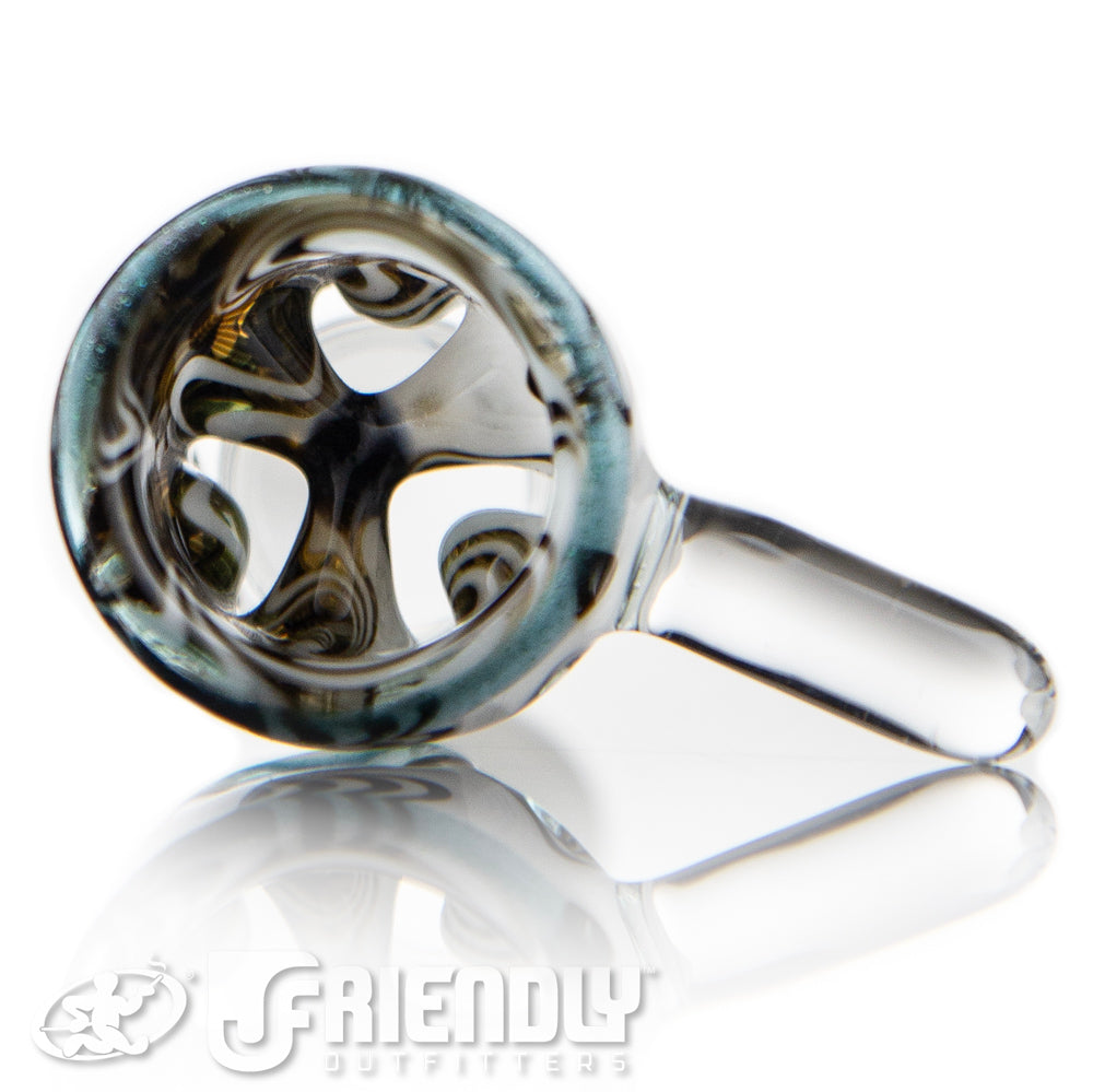 Liberty Glass 18mm Black, White & Blue Multi Pinch Slide