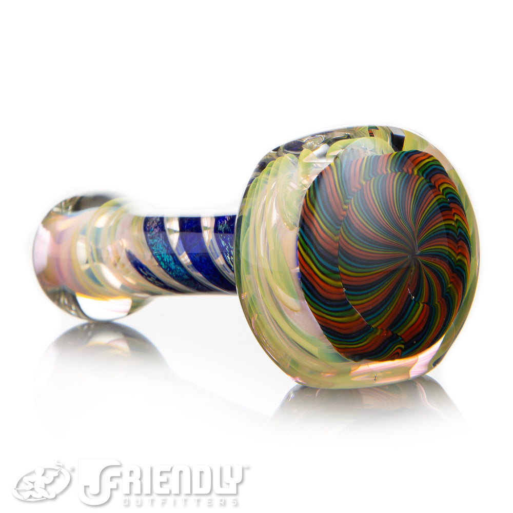 Talent Glass Dichro Swirl Spoon w/ Spiral Swirl Rainbow Front Accent