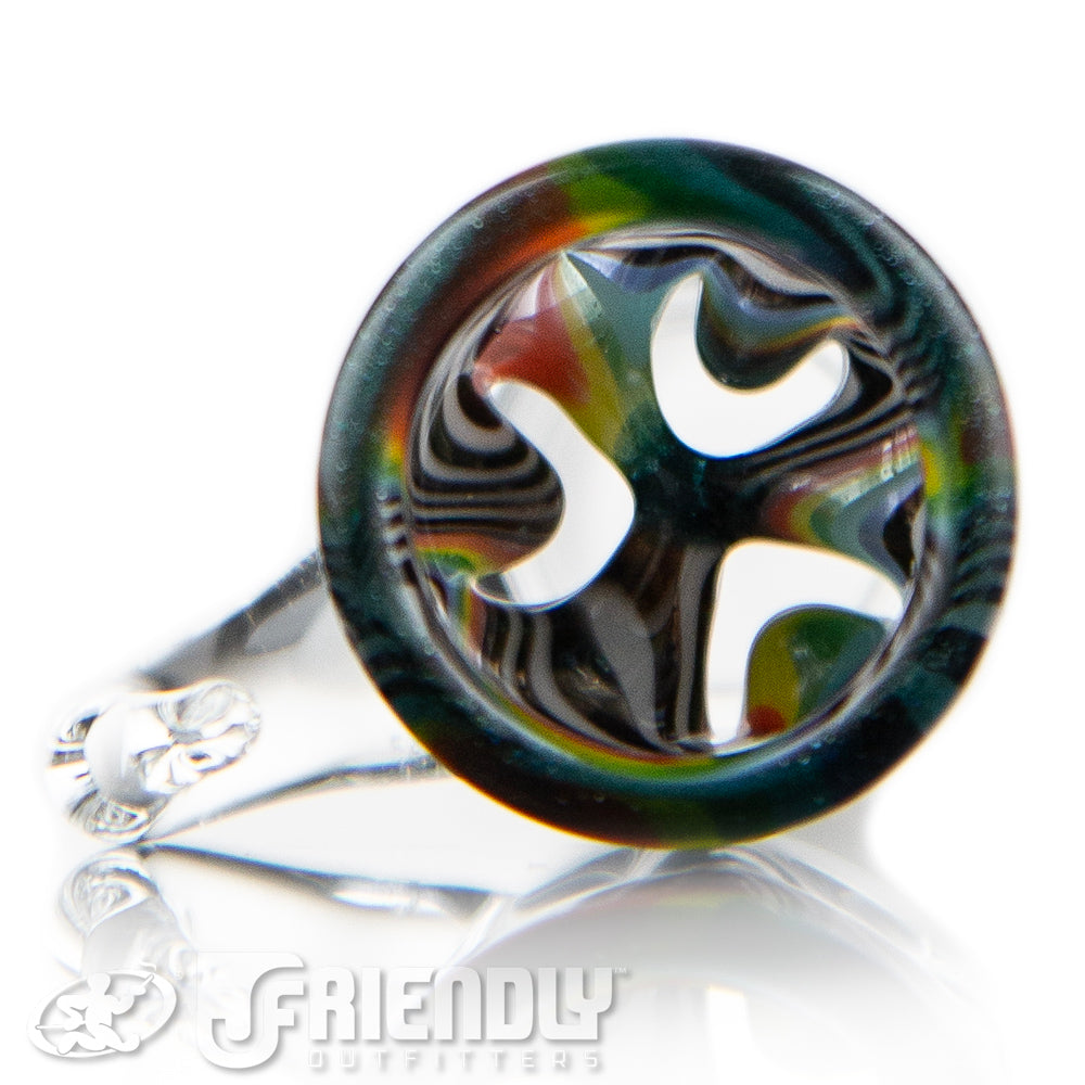 Liberty Glass 18mm Black, White & Rainbow Multi Pinch Slide