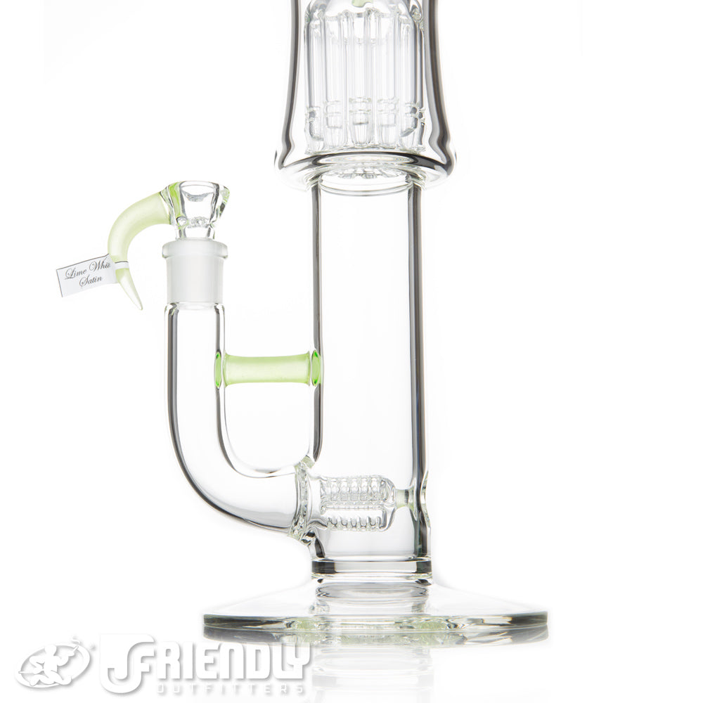 Sovereignty Glass Three Line/12 Arm w/Minor Lime White Satin Accents