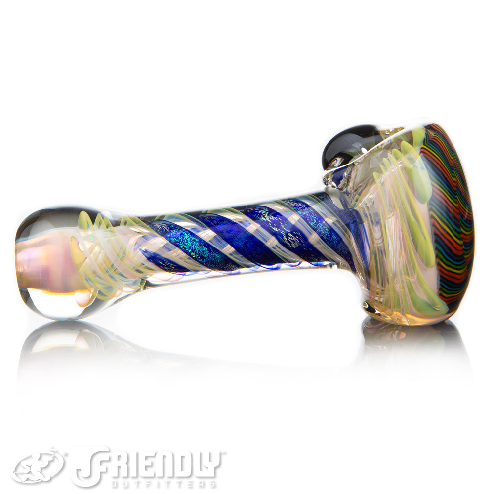 Talent Glass Dichro Swirl Spoon w/ Spiral Swirl Rainbow Front Accent