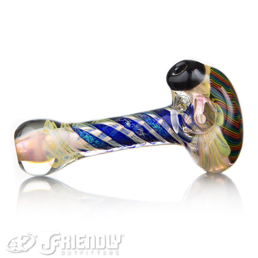 Talent Glass Dichro Swirl Spoon w/ Spiral Swirl Rainbow Front Accent