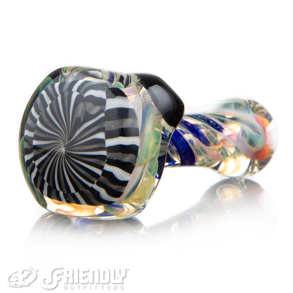 Talent Glass Dichro Swirl Spoon w/ Spiral Black & White Front Accent