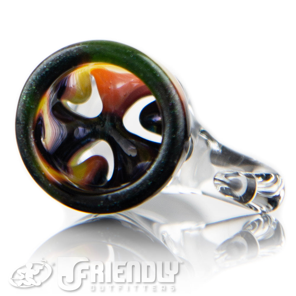 Liberty Glass 18mm Black & Orange Swirl Multi Pinch Slide