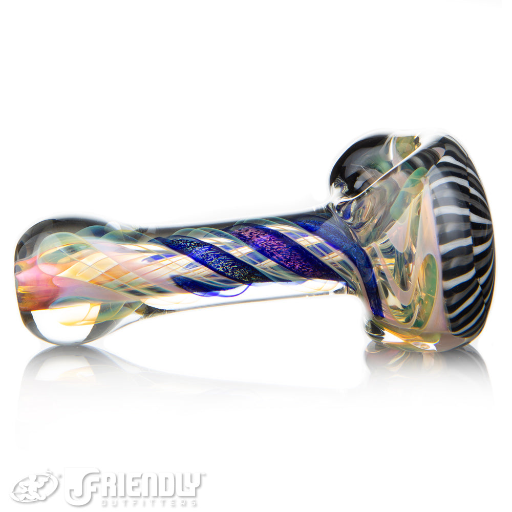 Talent Glass Dichro Swirl Spoon w/ Spiral Black & White Front Accent