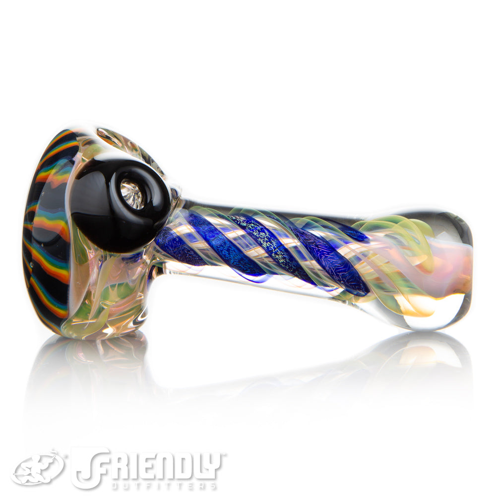 Talent Glass Dichro Swirl Spoon w/ Spiral Stack Rainbow Front Accent