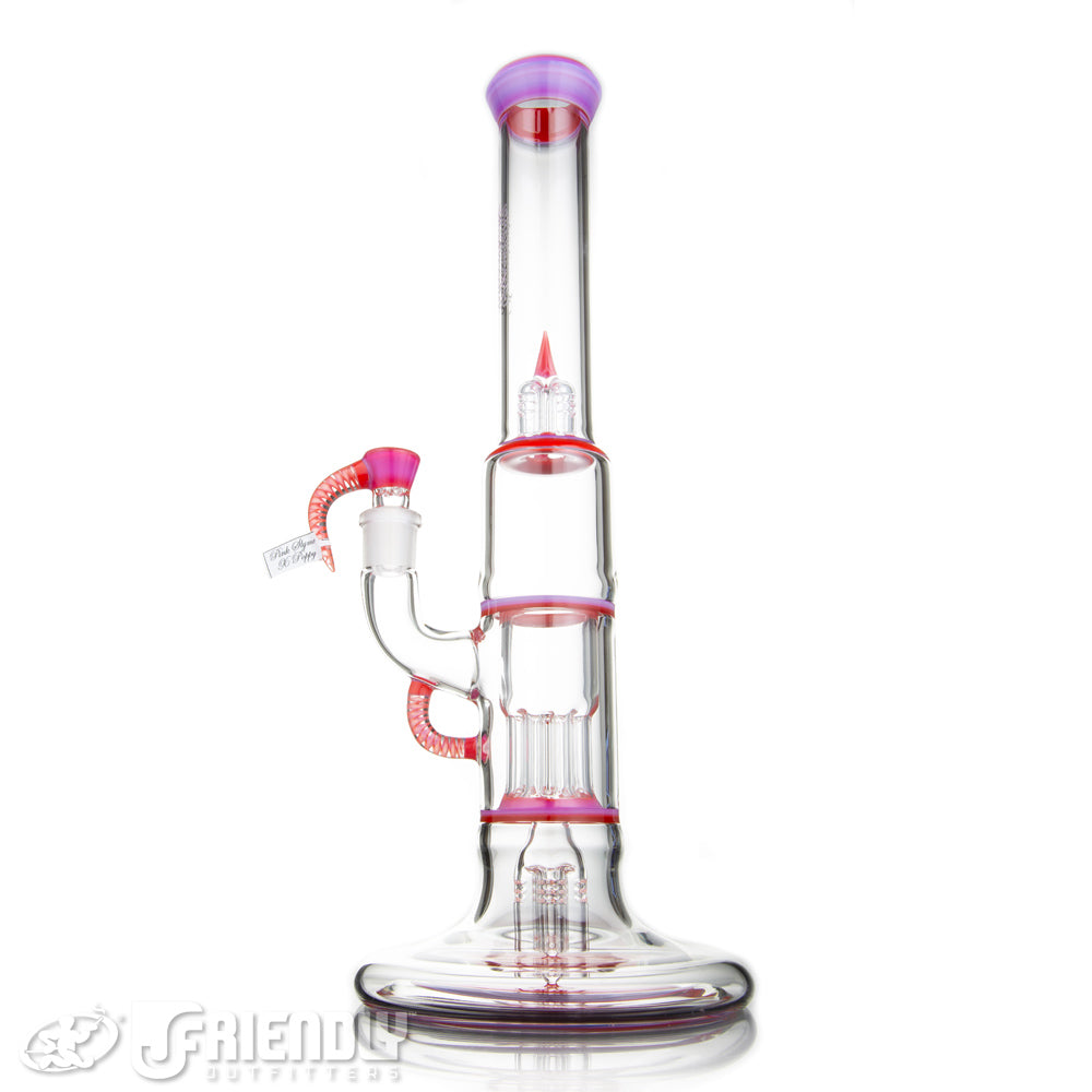 Sovereignty Glass Hollow Foot Pint Size 4 Arm Pillar w/Full Pink Slyme x Poppy Accents and Seals
