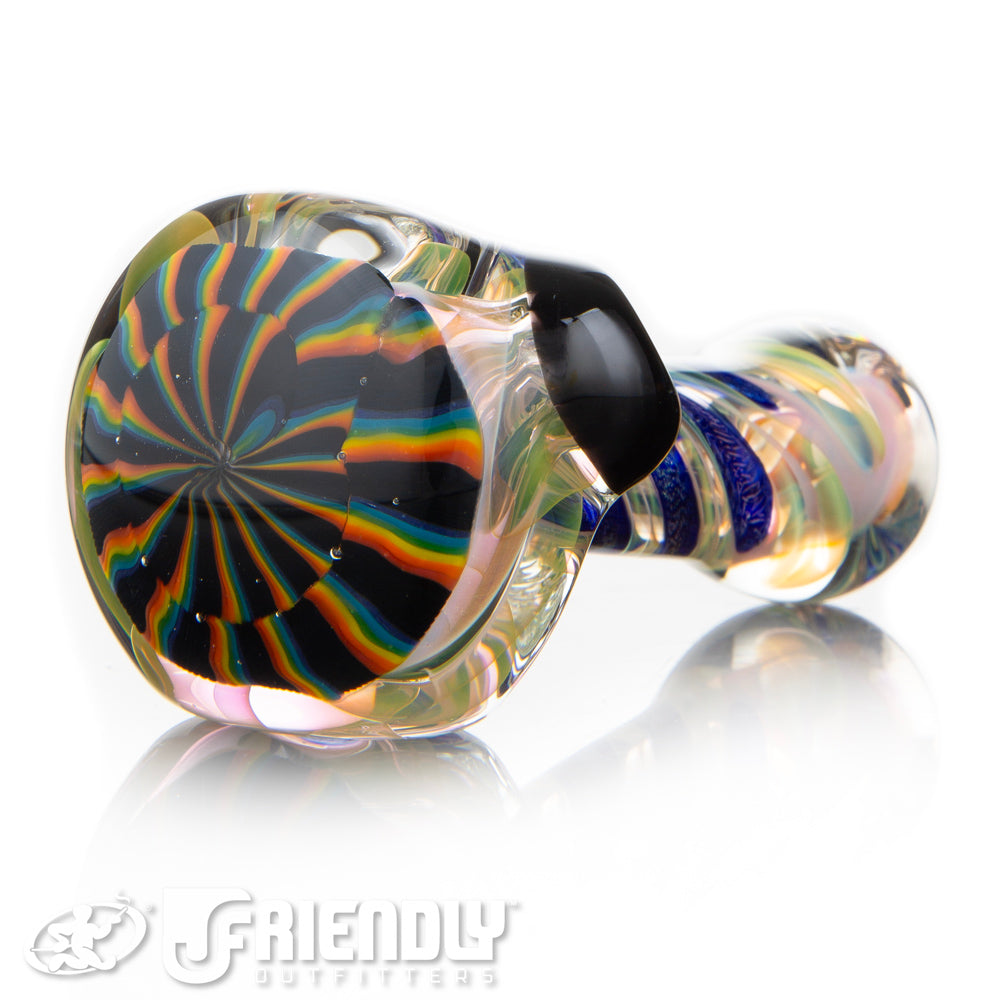 Talent Glass Dichro Swirl Spoon w/ Spiral Stack Rainbow Front Accent