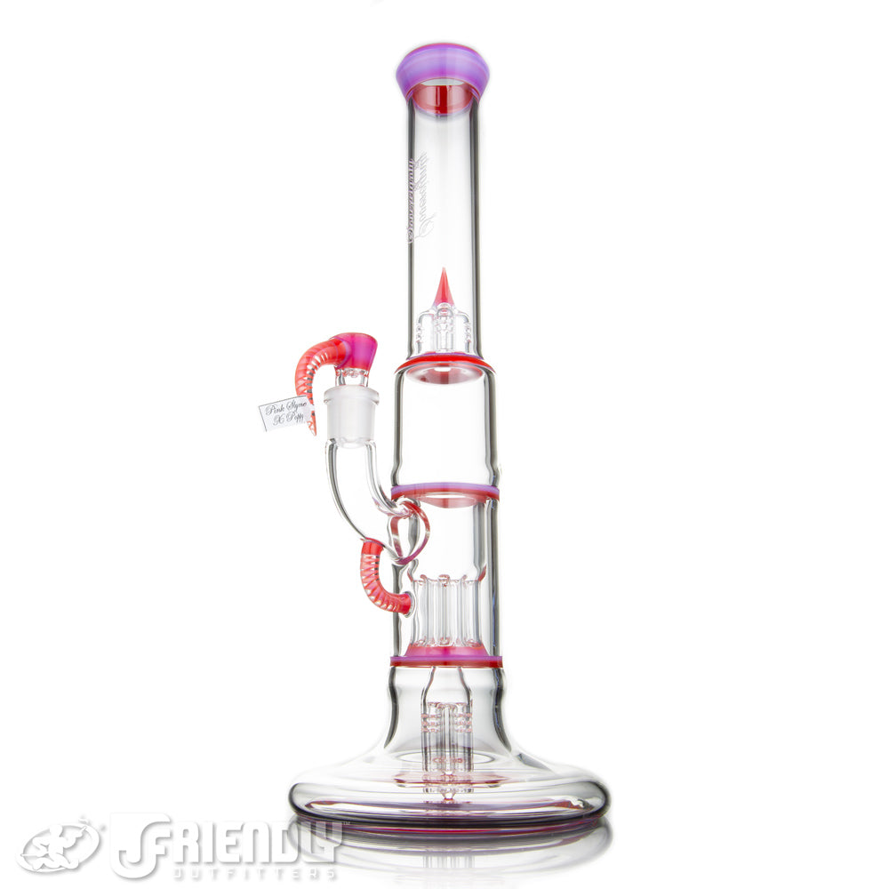 Sovereignty Glass Hollow Foot Pint Size 4 Arm Pillar w/Full Pink Slyme x Poppy Accents and Seals