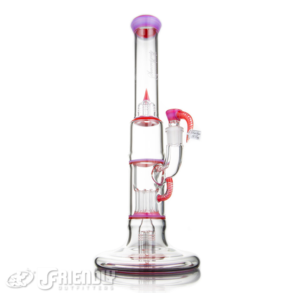 Sovereignty Glass Hollow Foot Pint Size 4 Arm Pillar w/Full Pink Slyme x Poppy Accents and Seals