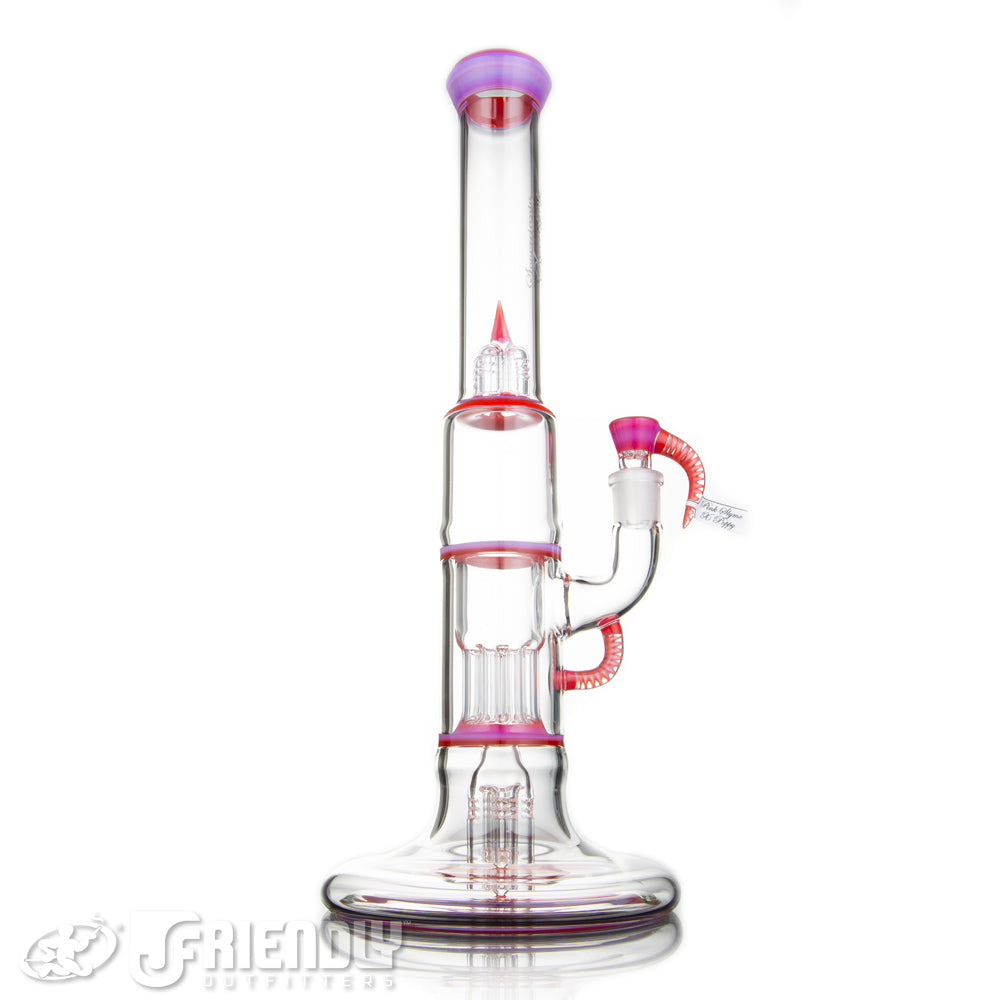 Sovereignty Glass Hollow Foot Pint Size 4 Arm Pillar w/Full Pink Slyme x Poppy Accents and Seals