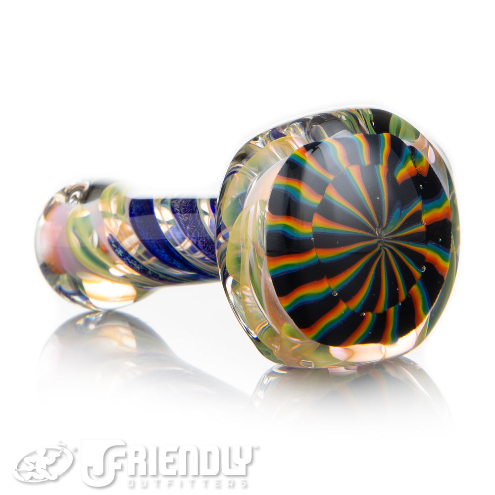 Talent Glass Dichro Swirl Spoon w/ Spiral Stack Rainbow Front Accent