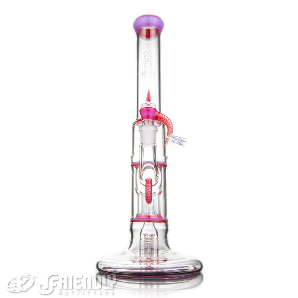 Sovereignty Glass Hollow Foot Pint Size 4 Arm Pillar w/Full Pink Slyme x Poppy Accents and Seals