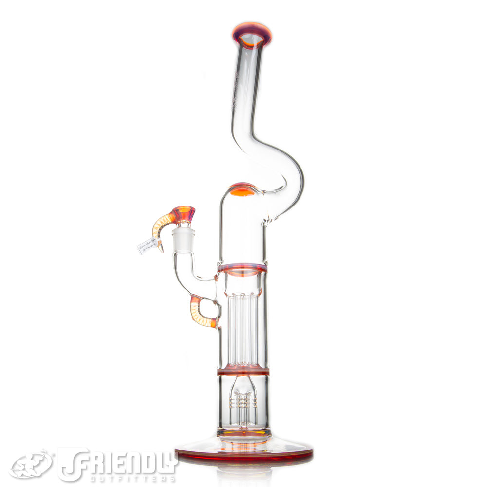 Sovereignty Glass Natty Neck 4 Arm Pillar w/ Full Extra Light Yellow x Orange Elvis Accents and Seals