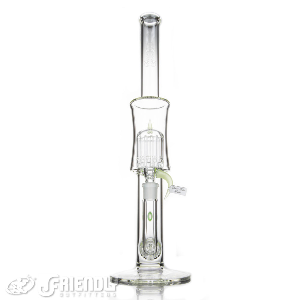 Sovereignty Glass Three Line/12 Arm w/Minor Lime White Satin Accents