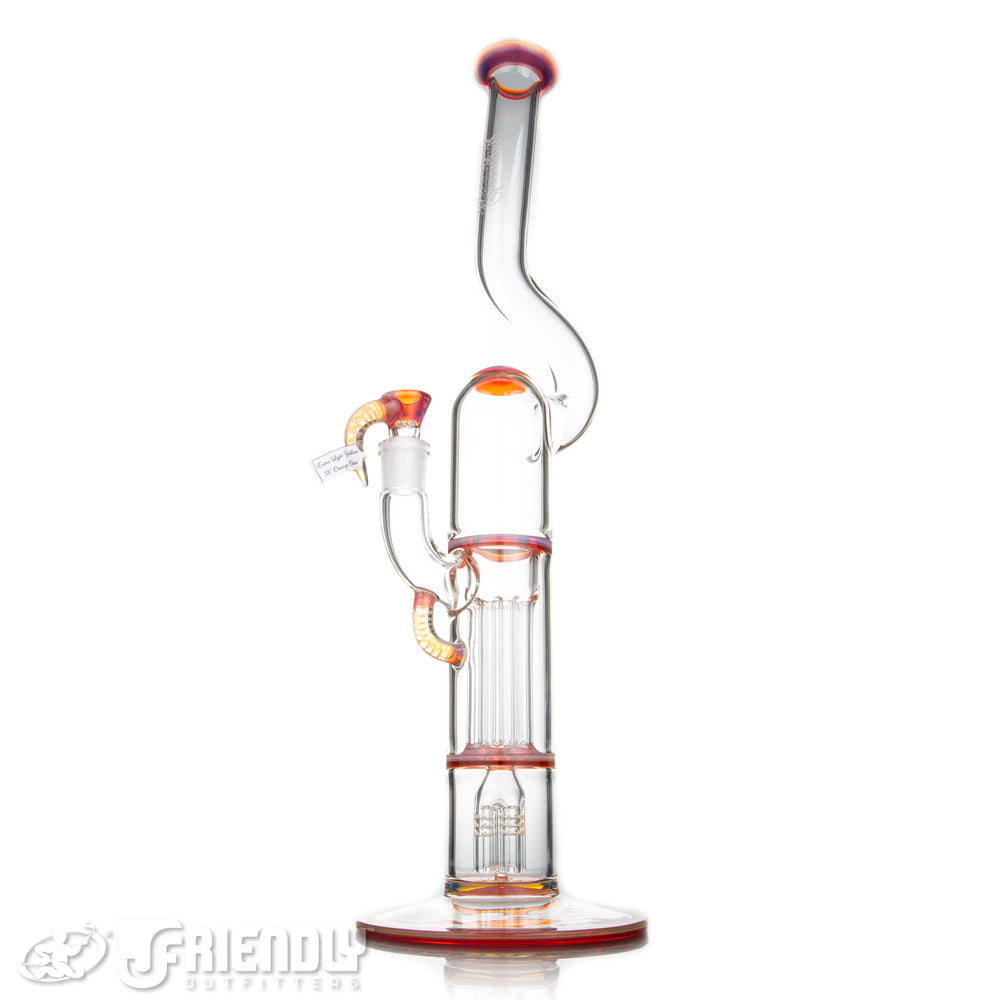 Sovereignty Glass Natty Neck 4 Arm Pillar w/ Full Extra Light Yellow x Orange Elvis Accents and Seals