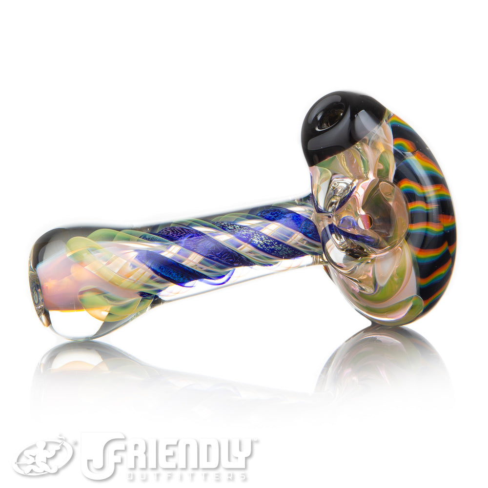 Talent Glass Dichro Swirl Spoon w/ Spiral Stack Rainbow Front Accent