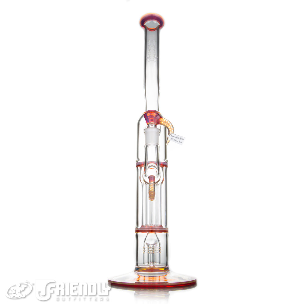 Sovereignty Glass Natty Neck 4 Arm Pillar w/ Full Extra Light Yellow x Orange Elvis Accents and Seals