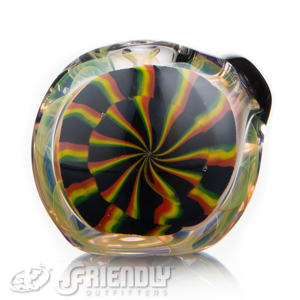 Talent Glass Dichro Swirl Spoon w/ Spiral Stack Rasta Front Accent