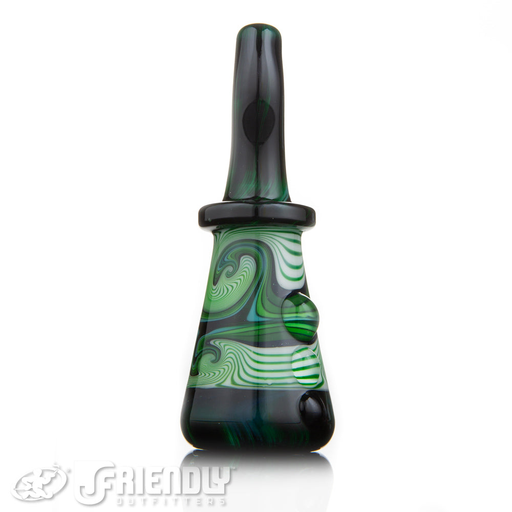 Fat Bottom Glass Green and White Reversal Chillum w/UV Line Work