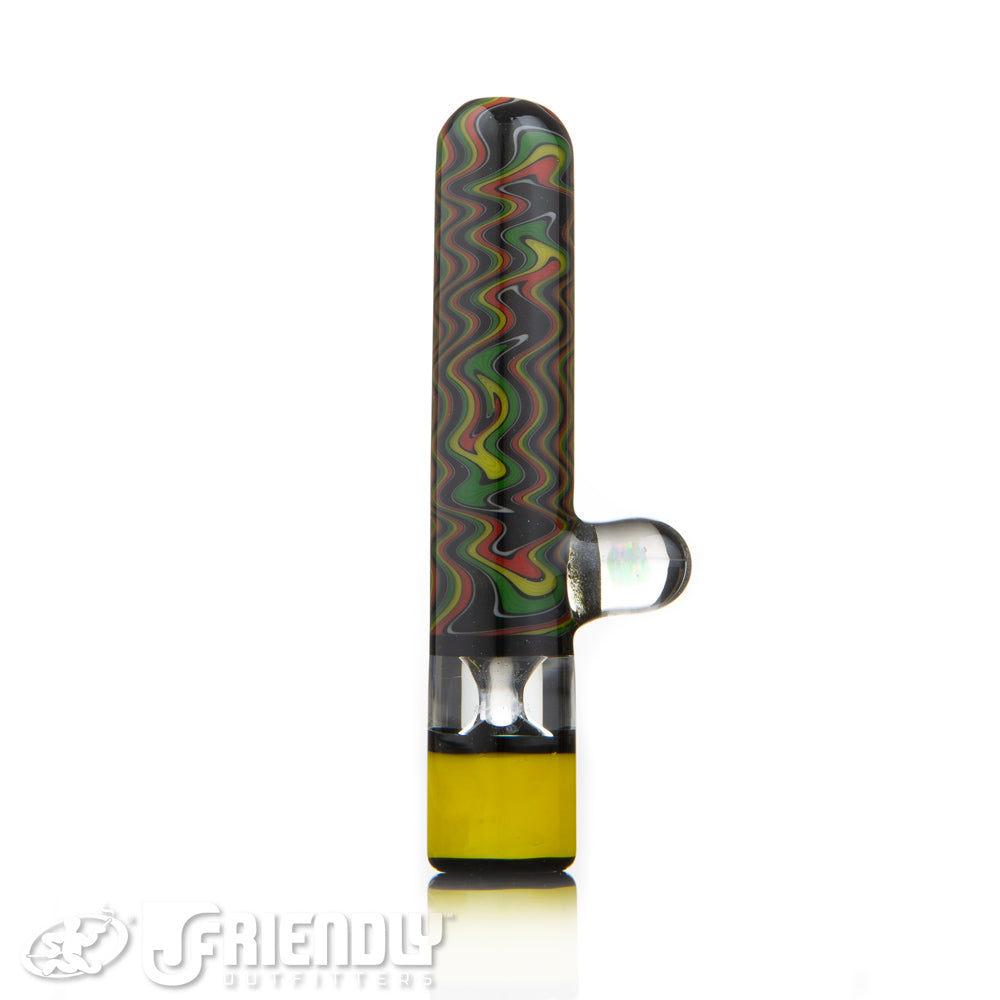 Amar Glass Yellow and Rasta Wig Wag Chillum #13