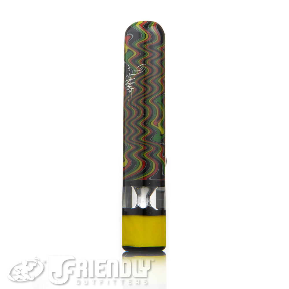 Amar Glass Yellow and Rasta Wig Wag Chillum #13