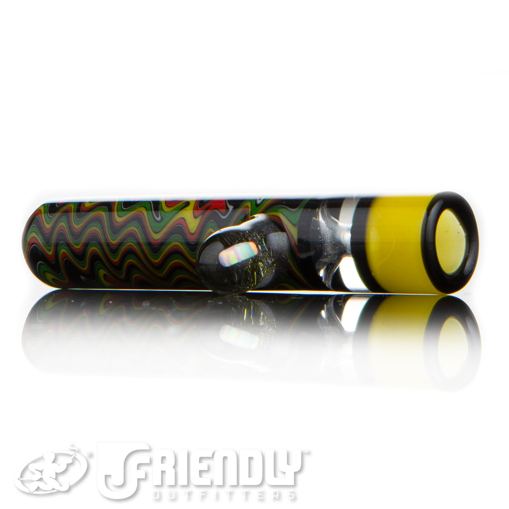 Amar Glass Yellow and Rasta Wig Wag Chillum #13