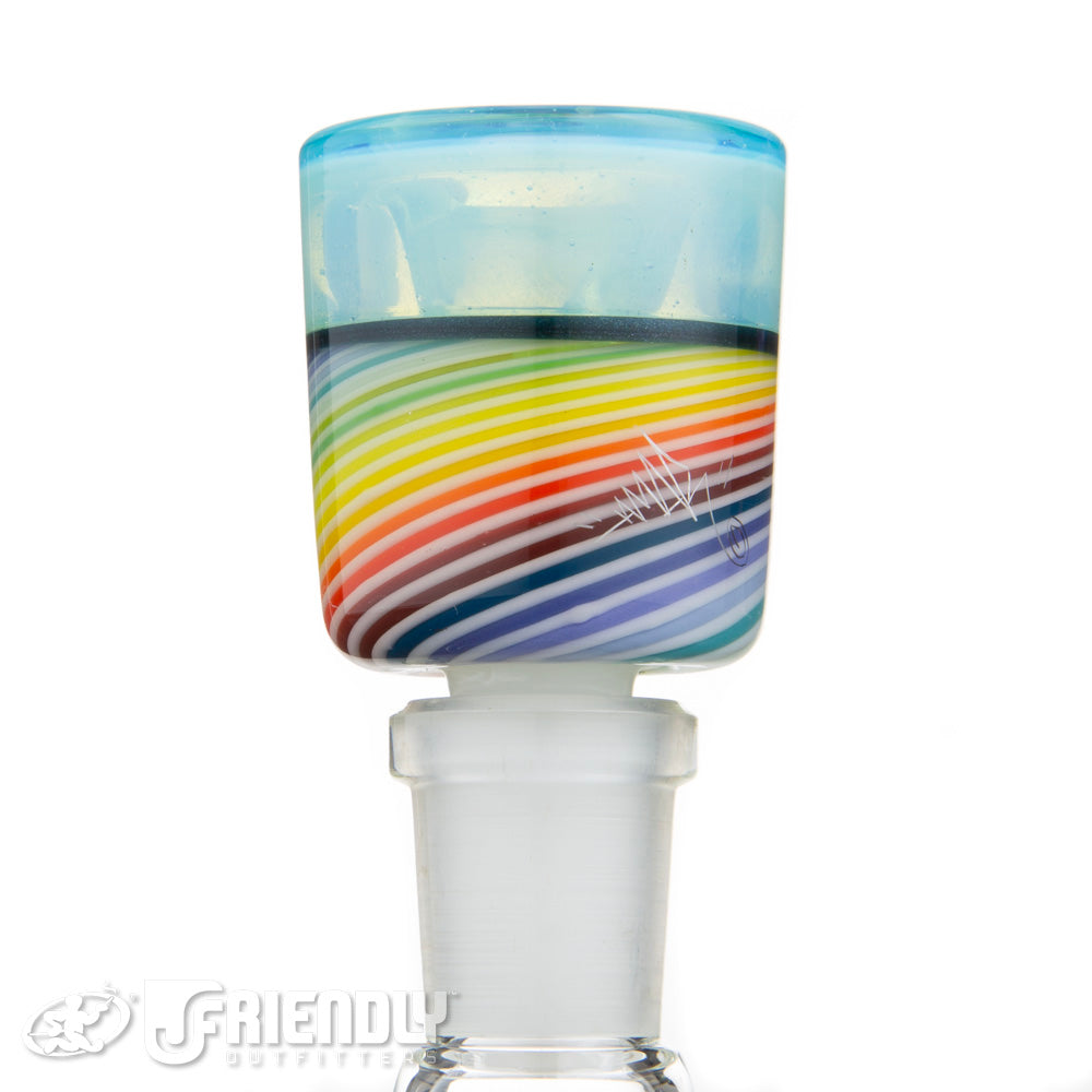 Amar Glass 14mm Rainbow Spiral Multi Hole Slide #40