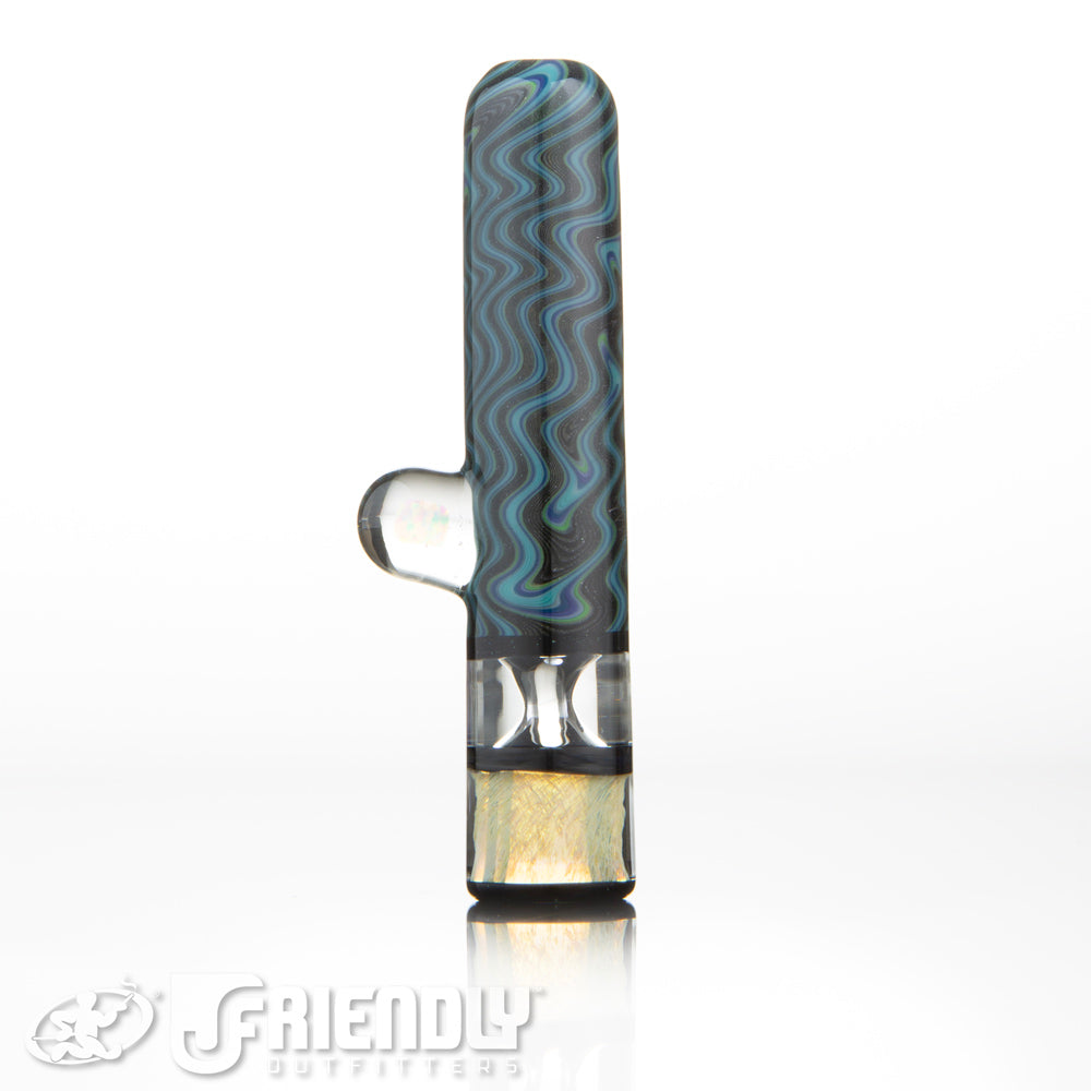 Amar Glass Blue and Black Fumed Bowl Chillum #5