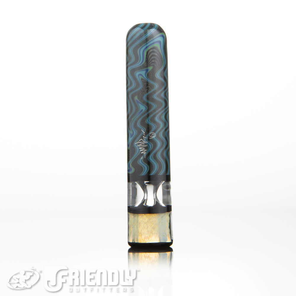 Amar Glass Blue and Black Fumed Bowl Chillum #5