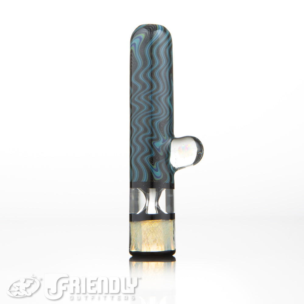 Amar Glass Blue and Black Fumed Bowl Chillum #5