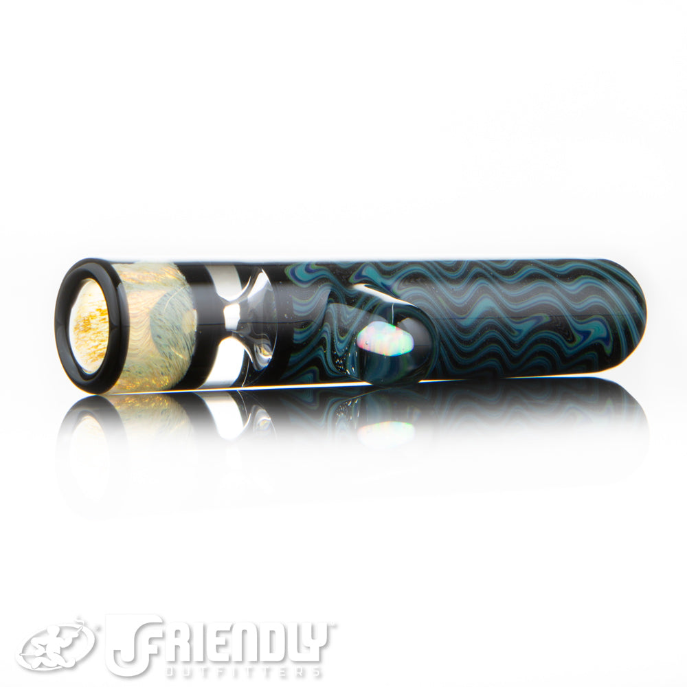 Amar Glass Blue and Black Fumed Bowl Chillum #5