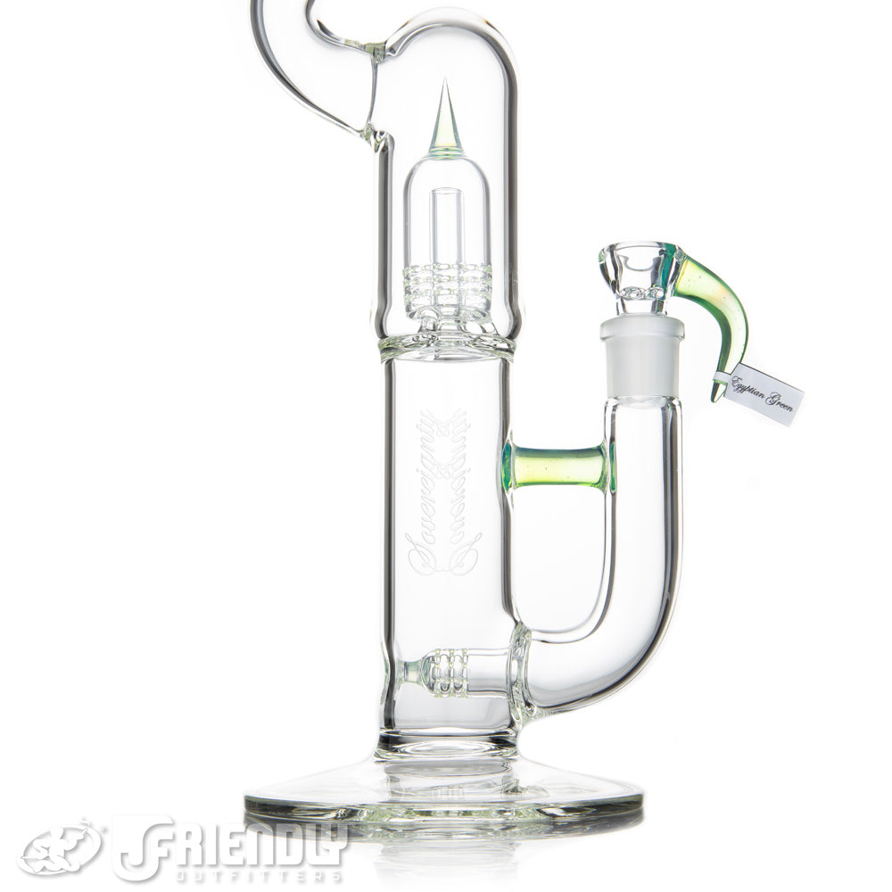 Sovereignty Glass 3Cut 360 Stemline to Grid Dome Natty Neck w/ Egyptian Green Accent