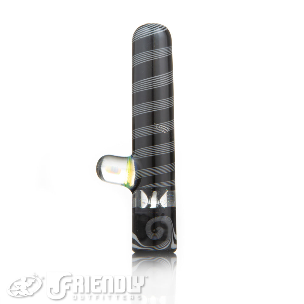 Amar Glass Black and White Spiral Chillum #3