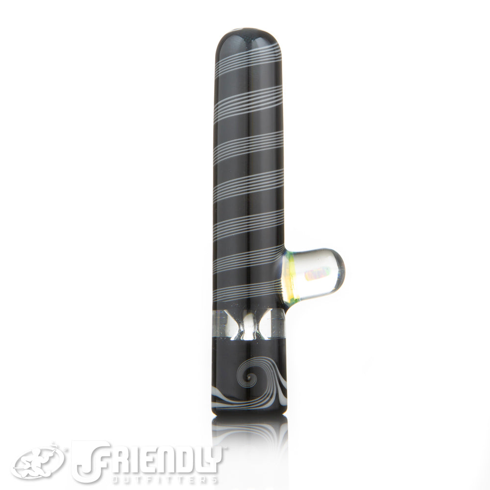 Amar Glass Black and White Spiral Chillum #3