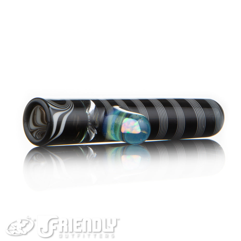 Amar Glass Black and White Spiral Chillum #3